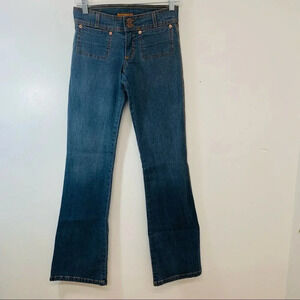 Plastic by Gly Jeans 3 Boot Cut Low Rise Inseam 32 Blue Cotton Blend